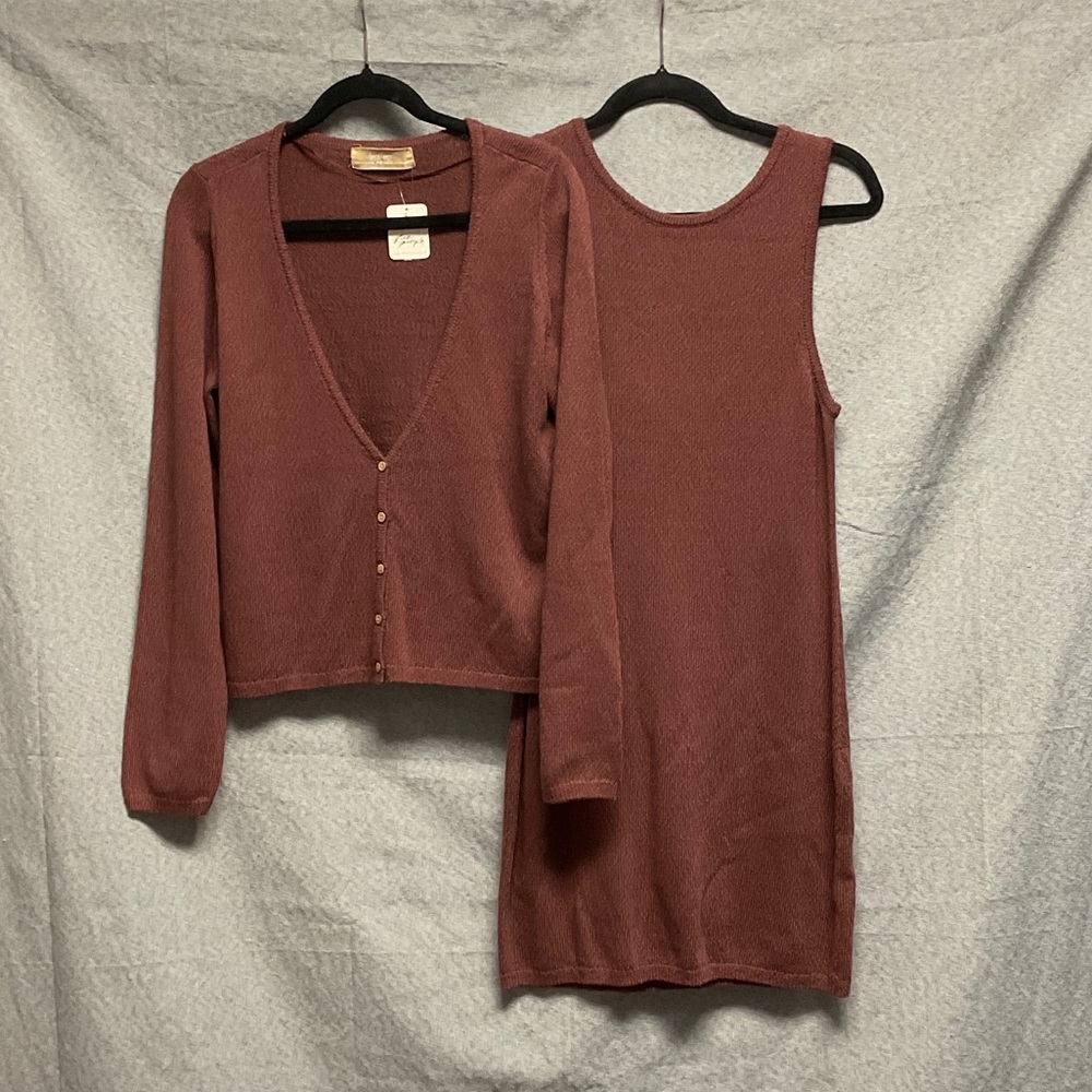 Free People Brick Red Knit Ensemble